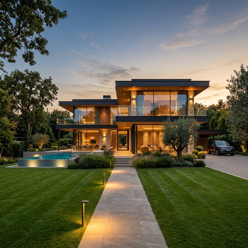 Modern villa representing mortgage financing