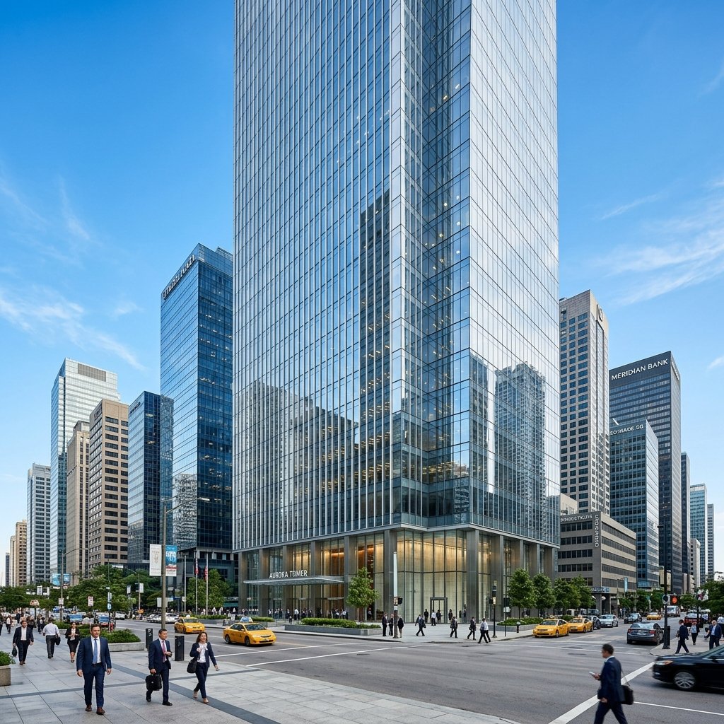 Sleek commercial real estate skyscraper representing LAP asset-backed lending