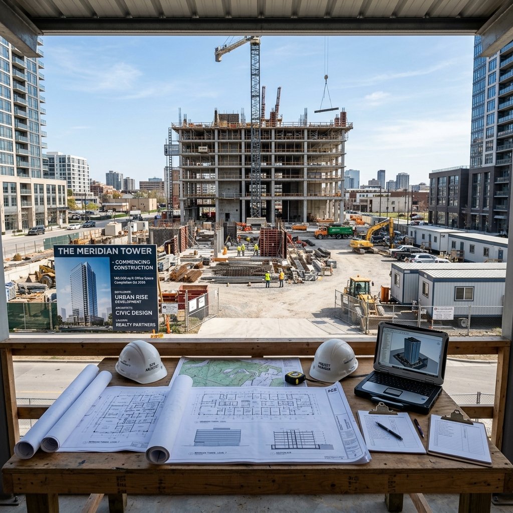 Engineering blueprints and construction layout representing project term loans